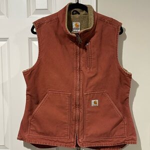 Carhartt Vintage Rose Pink Womens Sherpa Lined Vest Jacket Size Large
